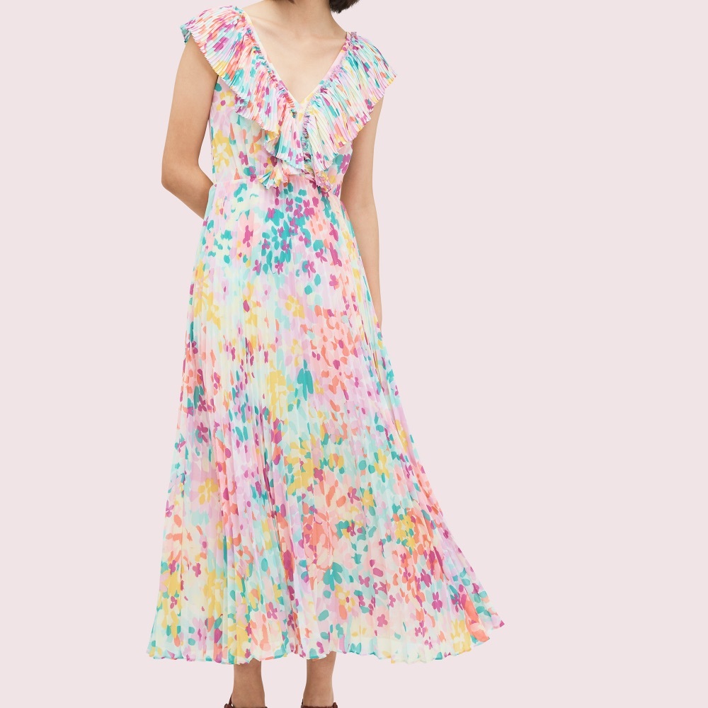 Kate Spade Painted Petal Pleated Dress NWT